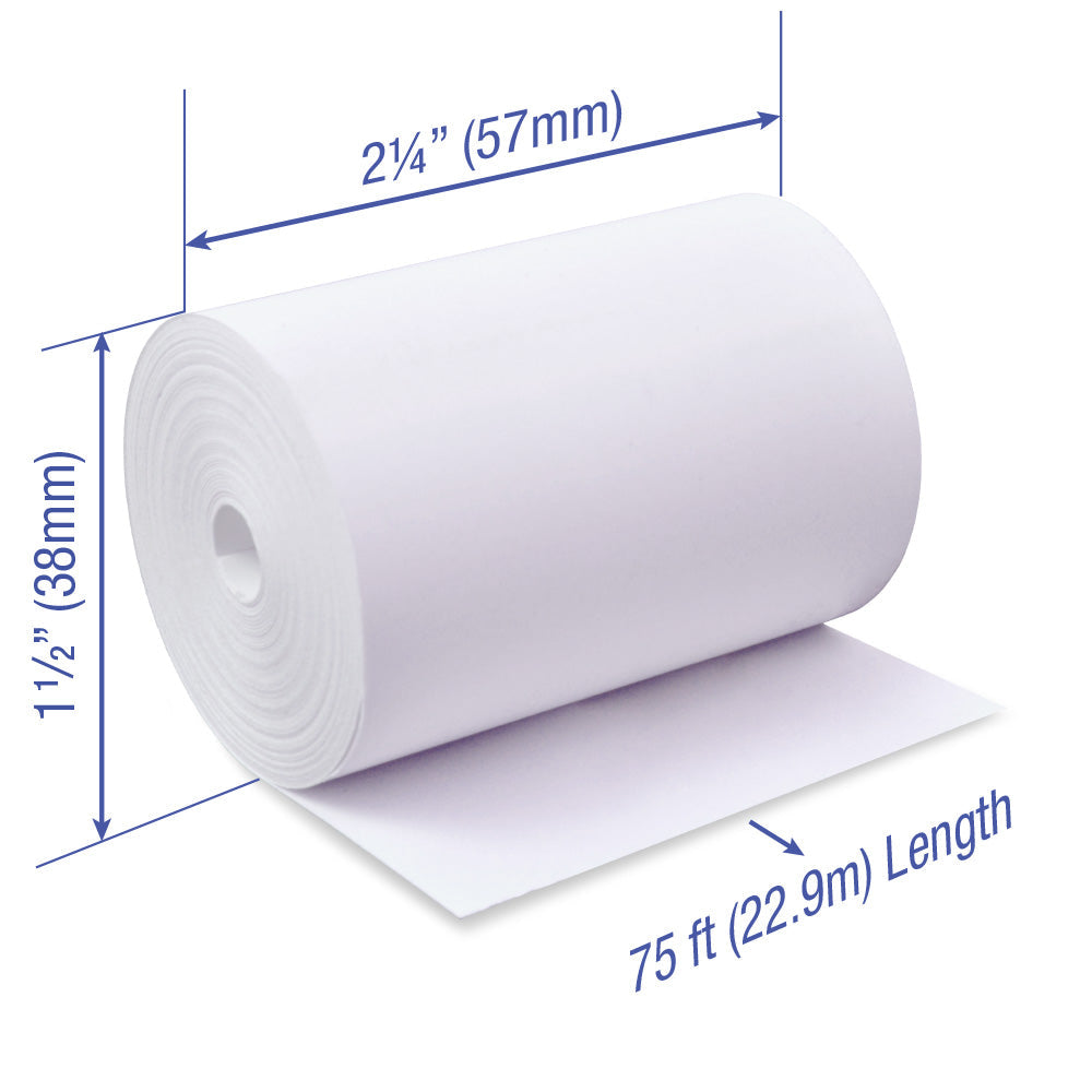 Thermal Paper 2 1/4 x 75 ft x 38mm CORELESS BPA Free BPS Free 100 rolls