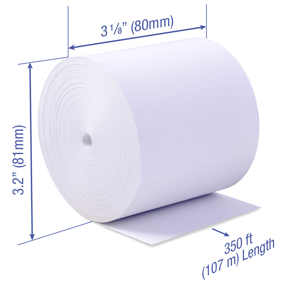 Phenol Free Thermal Paper 3 1/8 x 350 ft x 32 rolls CORELESS