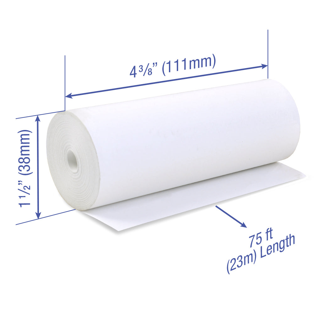 Thermal Paper 4 3/8 x 75 ft x 38mm CORELESS BPA Free 25 rolls