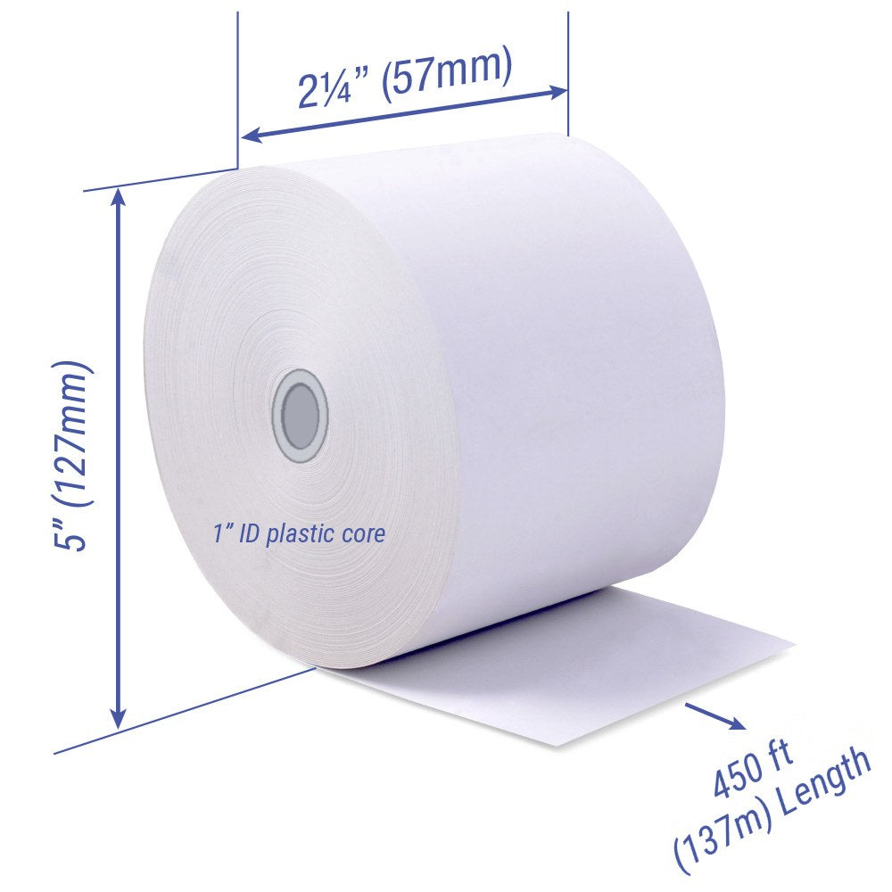 Heavyweight 2 1/4 inch x 450 ft thermal roll, 5 inch diameter on 1 inch plastic core