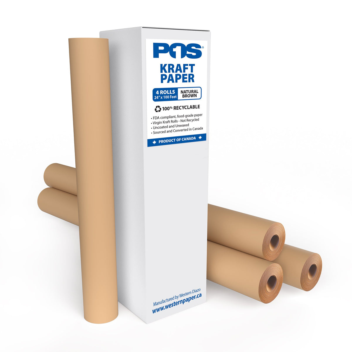 POS1 natural brown kraft paper, 24 inch x 100 ft, 4 rolls