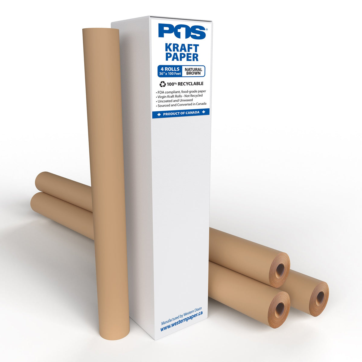 POS1 natural brown kraft paper, 36 inch x 100 ft, 4 rolls