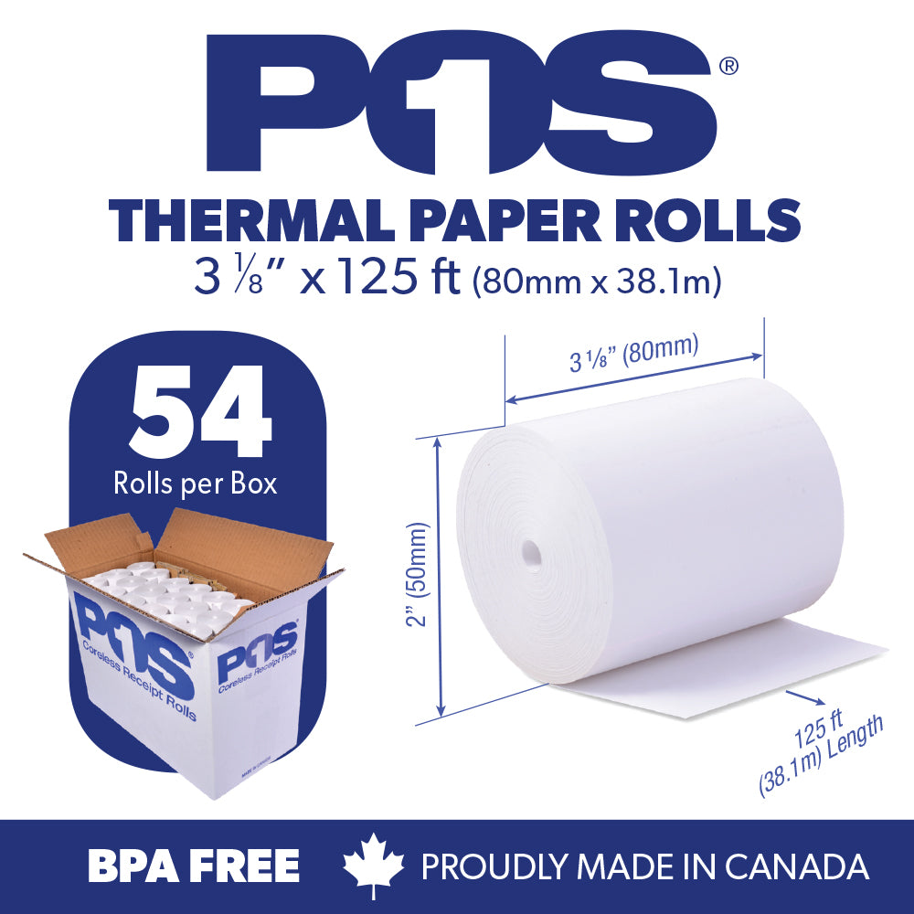 Thermal Paper 3 1/8 x 110 ft x 47mm CORELESS BPA Free 50 rolls
